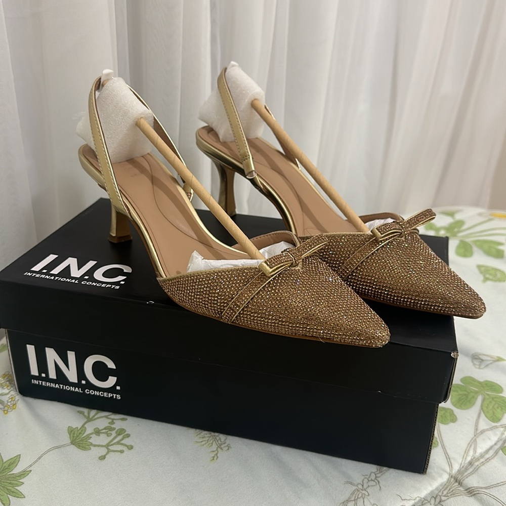 INC Gold Glitter Heels